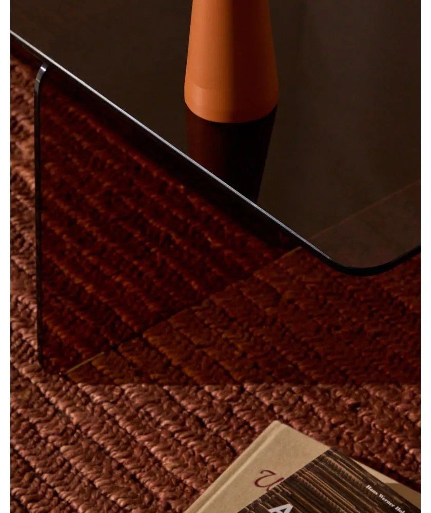 Hnedý sklenený konferenčný stolík 60x120 cm Zaren – Kave Home