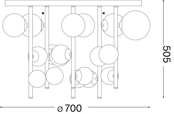 Ideal Lux - LED Luster na tyči PERLAGE 18xG9/3W/230V pr. 70 cm čierna/dymová
