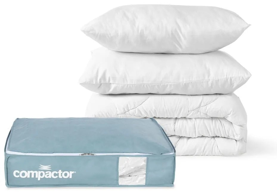 Vákuové plastové úložné boxy pod posteľ v súprave 3 ks 65x45x15,5 cm Blue Edition – Compactor