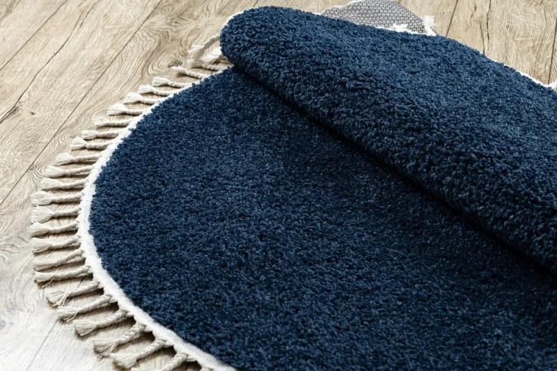 Dywany Łuszczów, Kusový koberec Berber 9000 navy kruh, 120x120 (priemer) kruh, modrá, obývacia izba