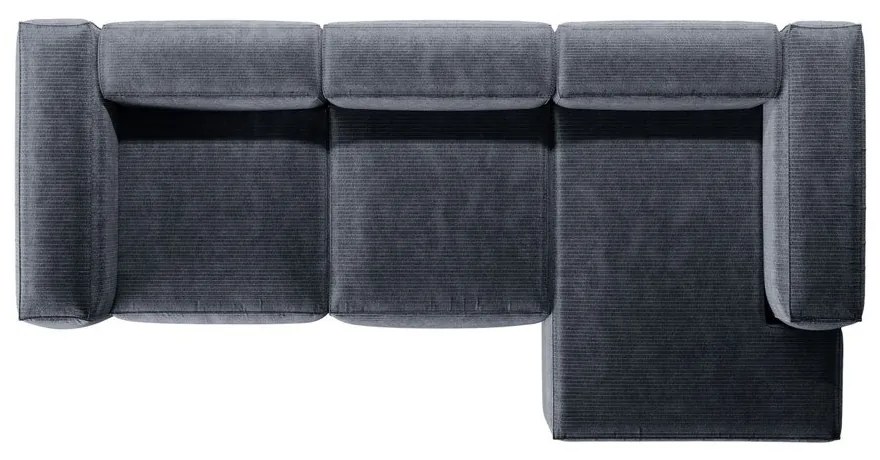 Sivomodrá menčestrová rohová pohovka (pravý roh/s leňoškou) Bergamo – Cosmopolitan Design