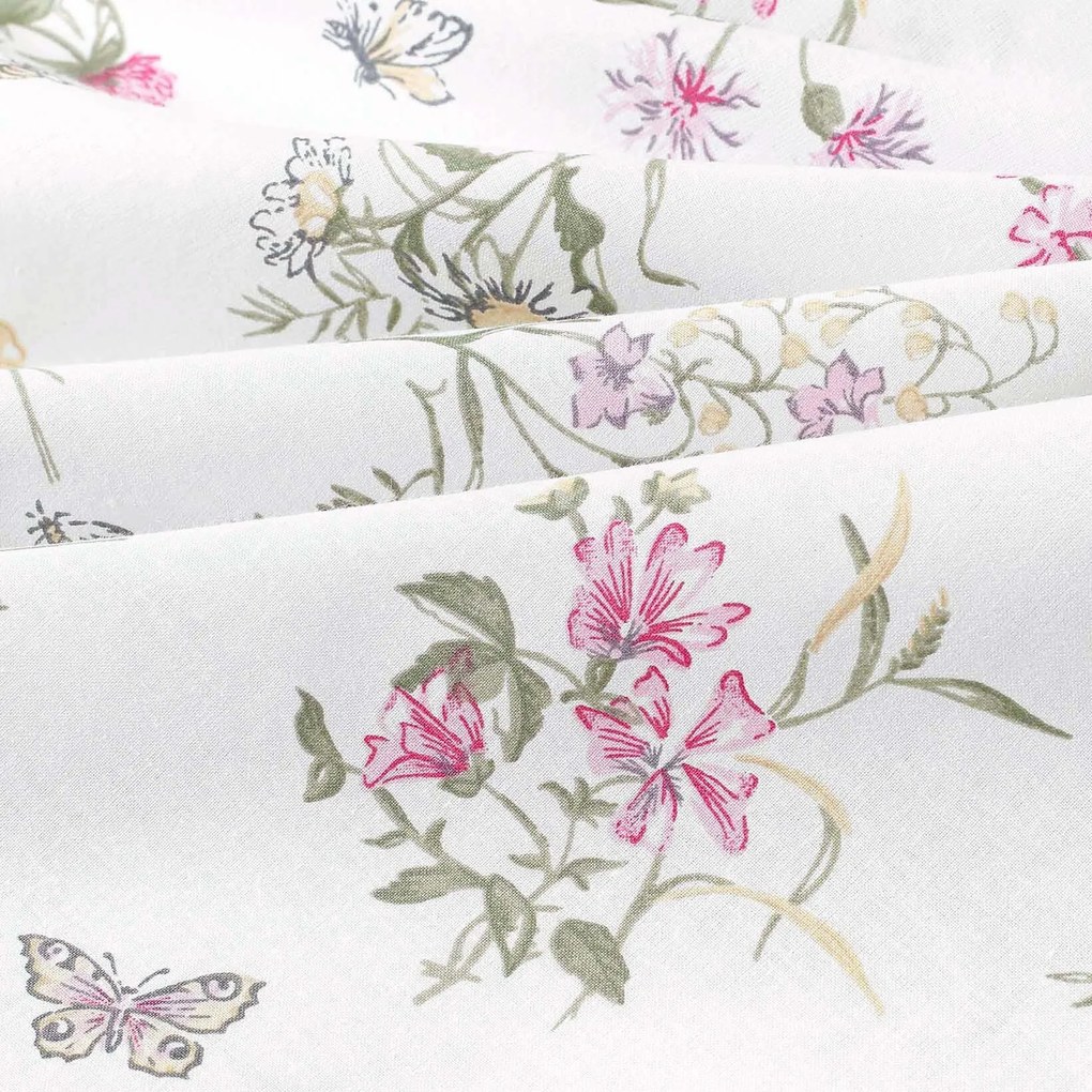 Goldea bavlnená obliečka na vankúš - farebné lúčne kvety na bielom 50 x 50 cm