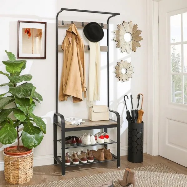 Stojanový vešiak NAVOR hnedá/čierna