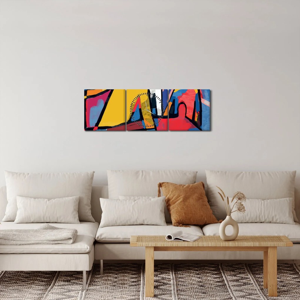 Obraz - Abstrakcia mužov (s hodinami) (90x30 cm)
