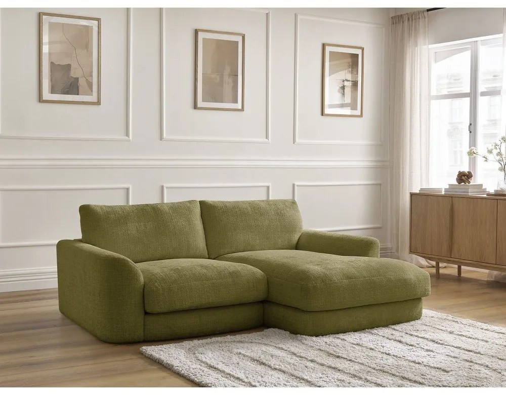 Khaki ženilková rohová pohovka (pravý roh/s leňoškou) Leonore – Bobochic Paris