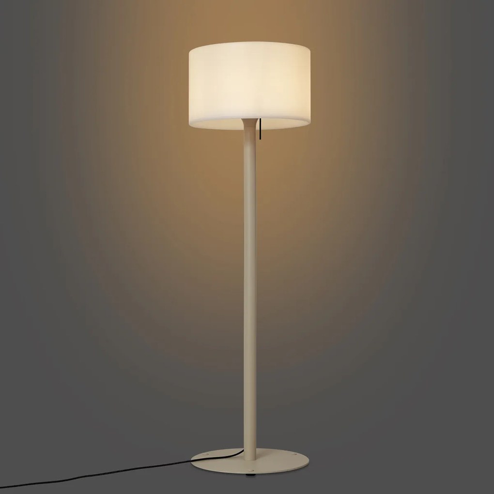 Škandinávska vonkajšia stojaca lampa béžová s bielym tienidlom IP44 - Mississippi