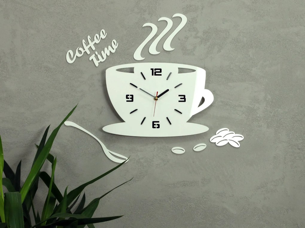 Nástenné hodiny Coffee biele