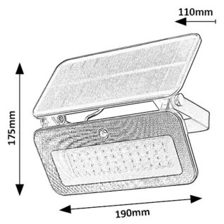 Rabalux 77160-LED solárny reflektor s LED/8W/3,7V, 3000-6500K, IP65