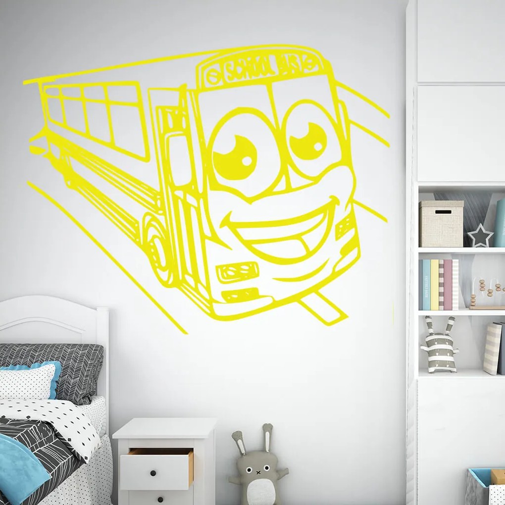 Veselá Stena Samolepka School bus Farba: fialová, Veľkosť: 80 x 64 cm