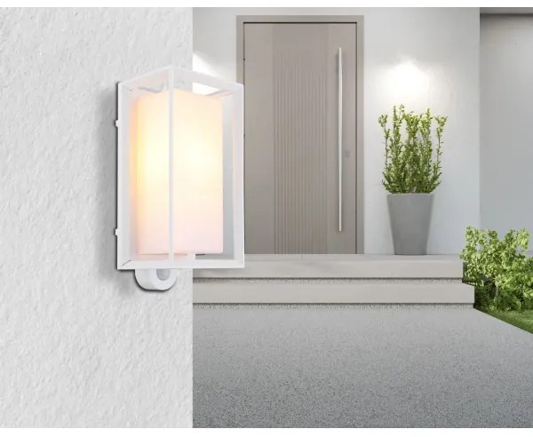 Globo 31982WS - Vonkajšie nás. sviet. so senzorom LOGANA 1xE27/60W/230V IP44 biela