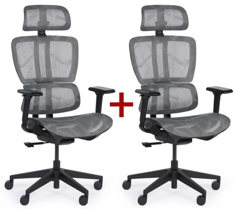 Kancelárska stolička NICO 1+1 ZADARMO, sivá