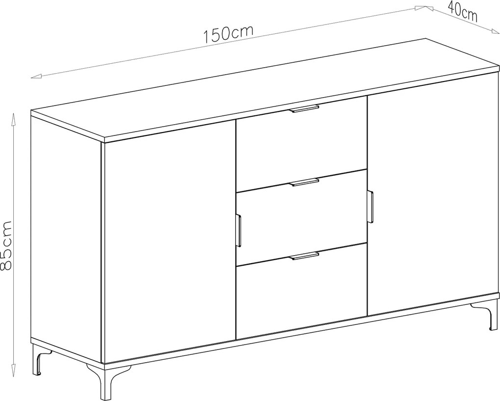 Komoda LANA 04 Elegantný orech -STOJACA KOMODA 2-DVEROVÁ SO ZÁSUVKAMI