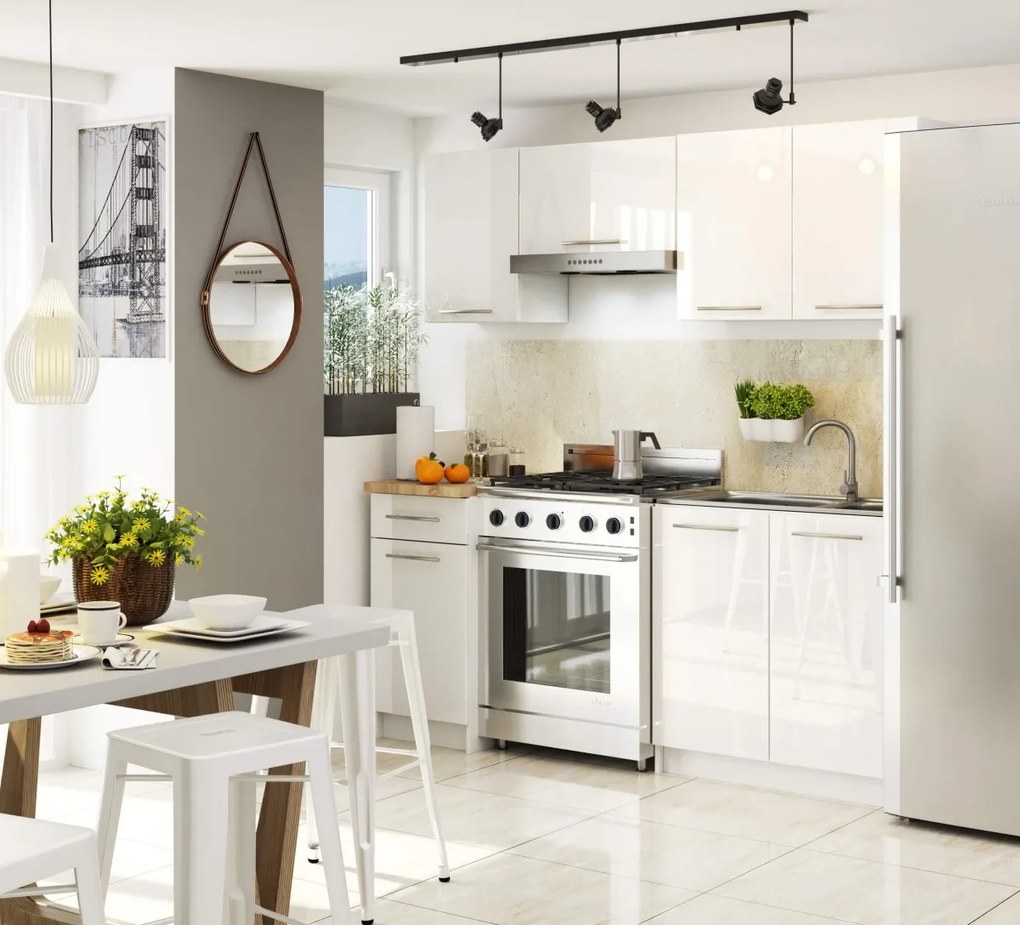 Kuchynská skrinka pod drez Olivie S 80 cm biela/biely lesk