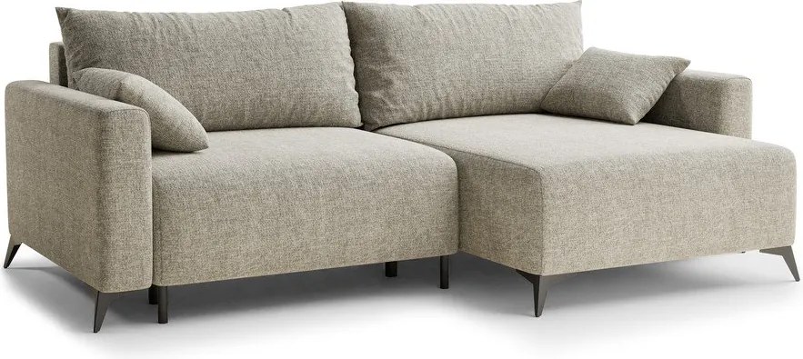 Béžová ženilková rozkladacia/s úložným priestorom rohová pohovka (pravý roh/s leňoškou) Leon – Maison de Rêve