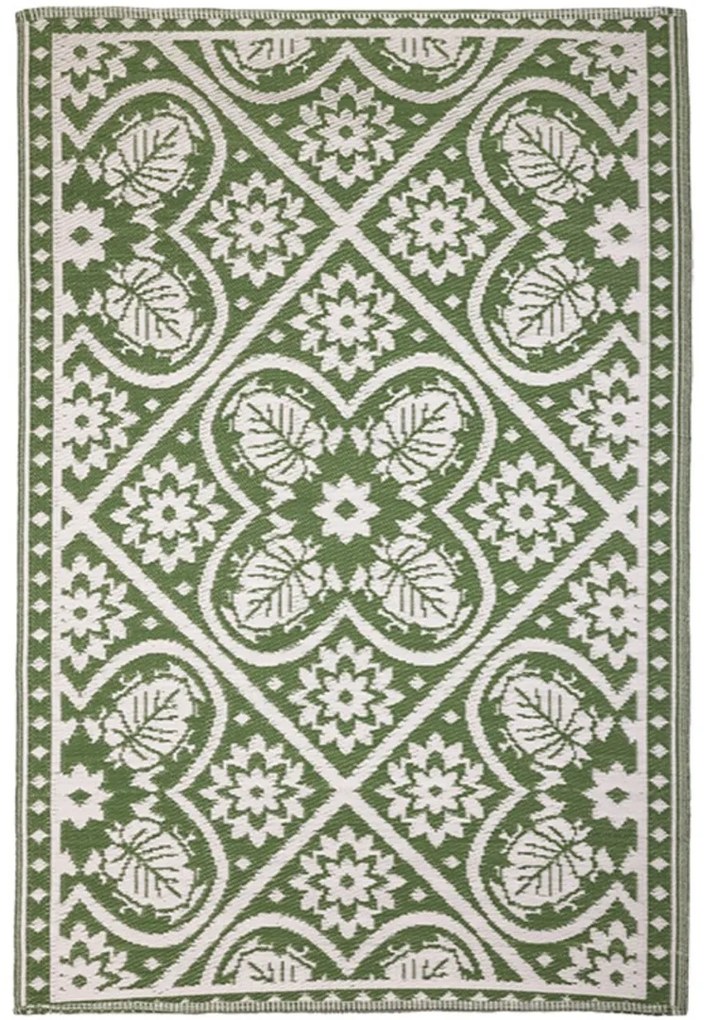 Esschert Design Koberec Hayley, 122x180 cm, biela/zelená