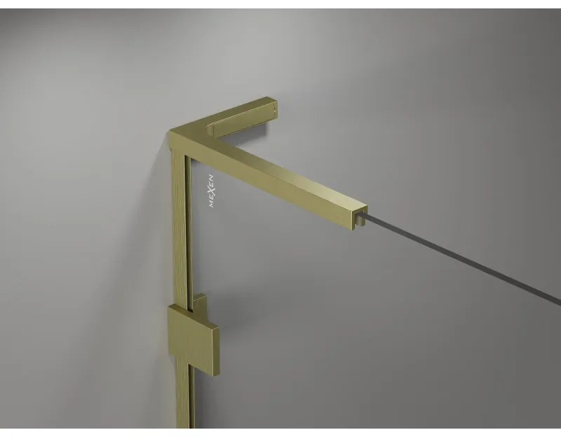 Mexen Lunar L sprchová stena ľavá 90 x 200 cm, 8mm číre sklo, zlatá matná, 830L-090-000-55-00-L