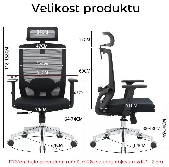 Kancelárska ergonomická stolička Neoseat BRENDA — čierna, nosnosť 150 kg