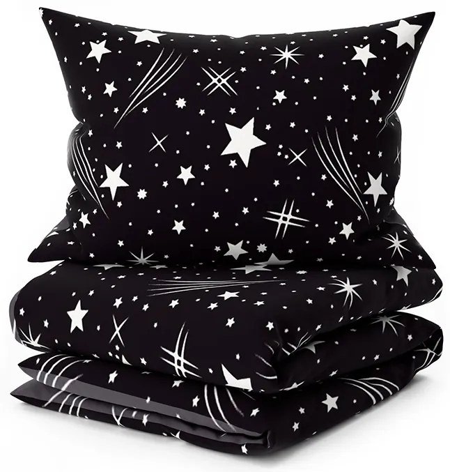 Obliečky z mikrovlákna NIGHT SKY čierno-sivé Rozmer obliečky: 2 ks 70 x 90 cm | 200 x 220 cm