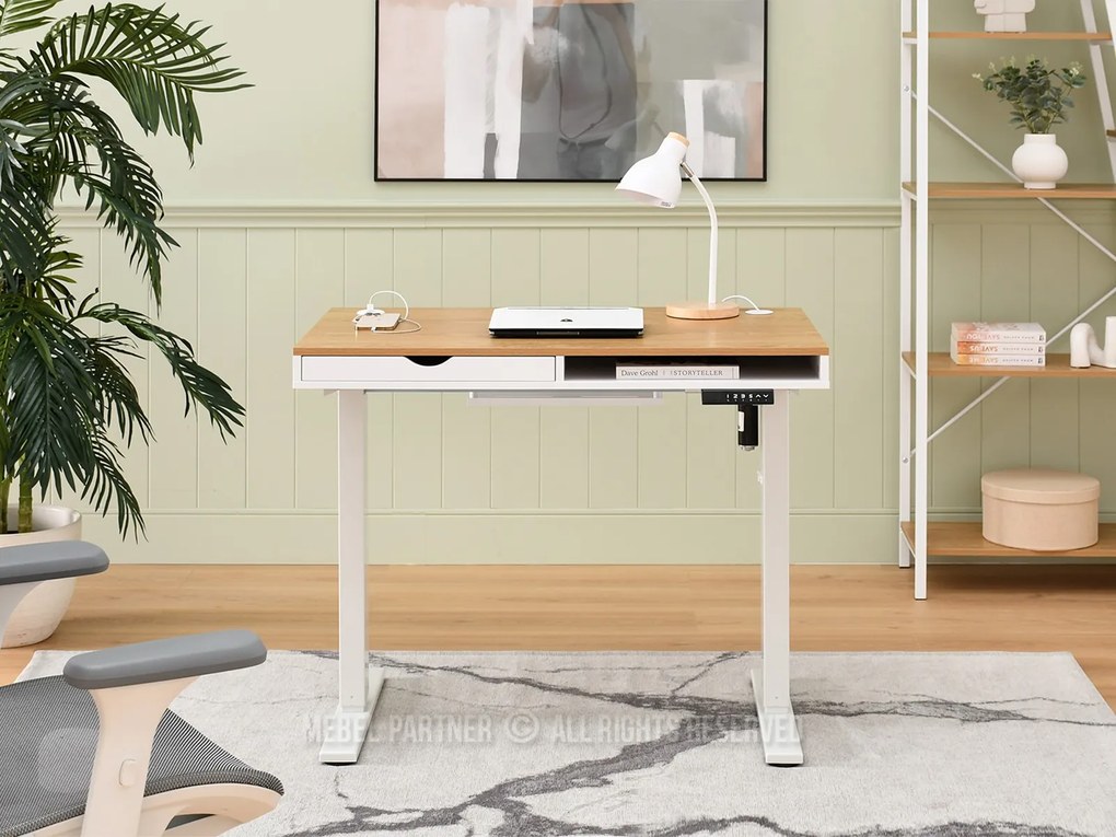 PC stolík Osto 100 (dub biely + biela). Akcia -21%. Vlastná spoľahlivá doprava až k Vám domov. 1109811