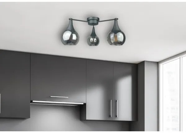 Prisadený luster STAR 3xE27/60W/230V čierna/dymová čierna