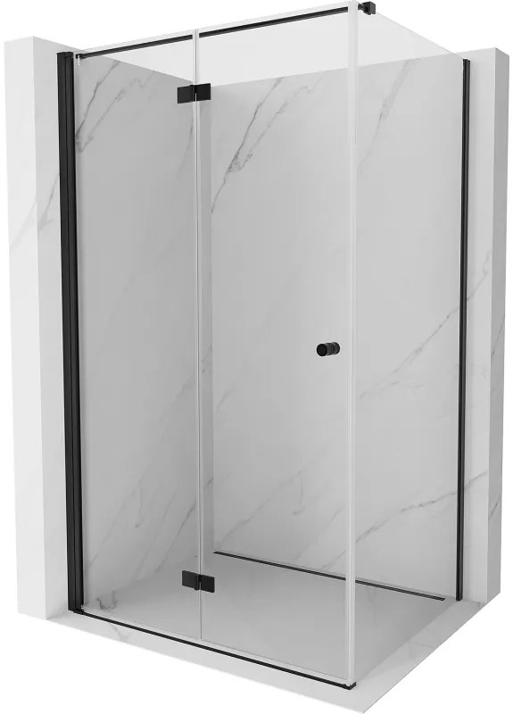 Mexen Mist-F T, 1-krídlový skladací sprchový kút ľavý 70 x 110 cm, číre sklo, čierny profil, 8A6T-070-110-70-00-L