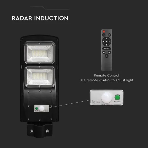 LED stmievateľná solárna pouličná lampa LED/8W/3,2V 6000K IP65 9000 mAh + DO