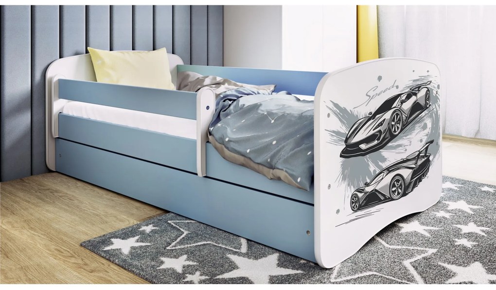 Detská posteľ Babydreams pretekárske auto modrá
