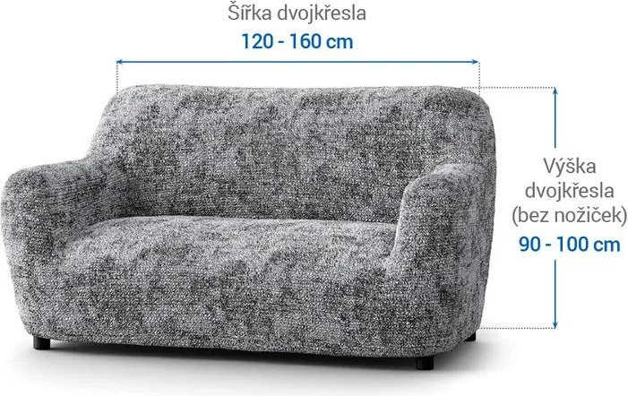 Bielastické poťahy MARMO šedé dvojkreslo (š. 120 - 160 cm)