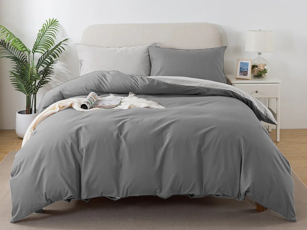 XPOSE® Francúzske bavlnené Renforcé obliečky EVITA DUO - tmavo sivé/svetlo sivé