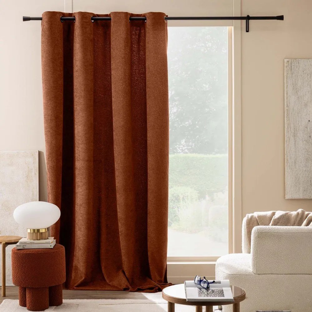 Záves z materiálu buklé v terakotovej farbe 140x260 cm Winona – douceur d'intérieur