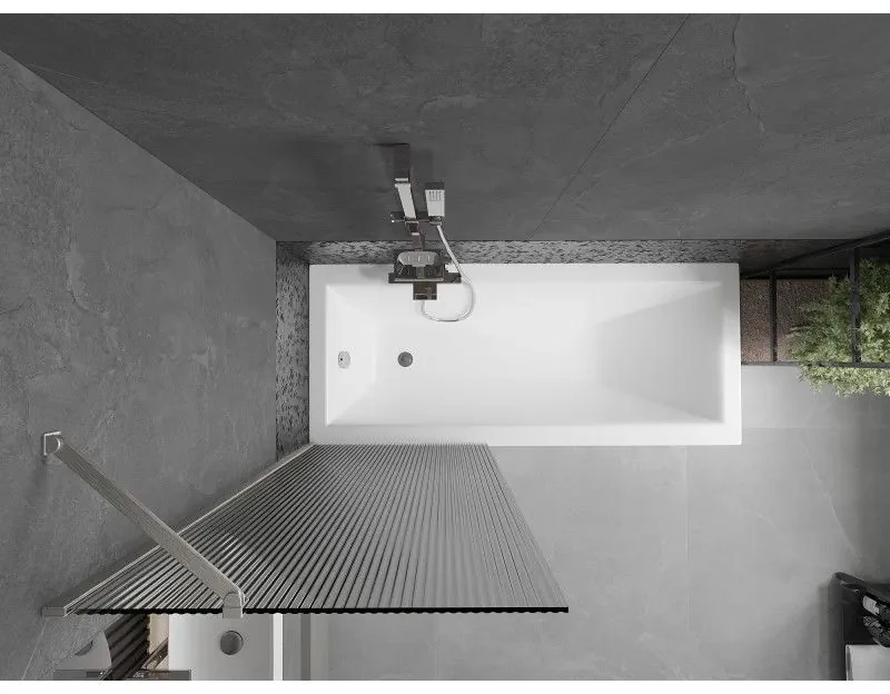 Mexen Next, 1-krídlová vaňová zástena 70 x 150 cm, 6mm sklo Ribs, oceľová, 895-070-000-00-09-97