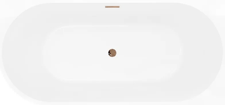 Mexen Silo, rohová voľne stojaca ryhovaná vaňa, pravá, 170 x 80 cm, biela-čierna, ružové zlato prepad, 52891708075P-60