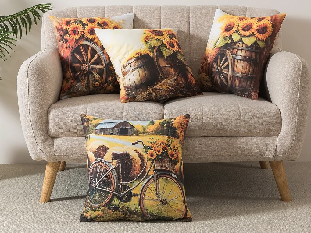 XPOSE® Set obliečok na vankúš HELIANTHUS (digitálna tlač) 43x43 cm - set 4 ks