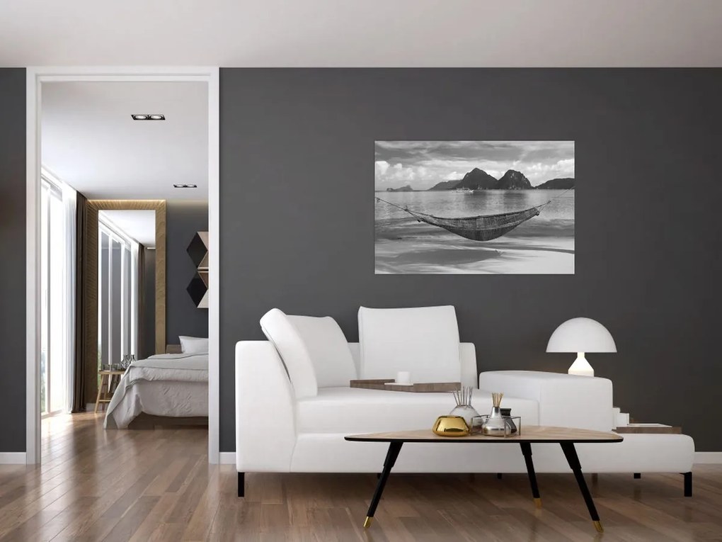 Obraz - Hojdacia sieť na pláži (90x60 cm)