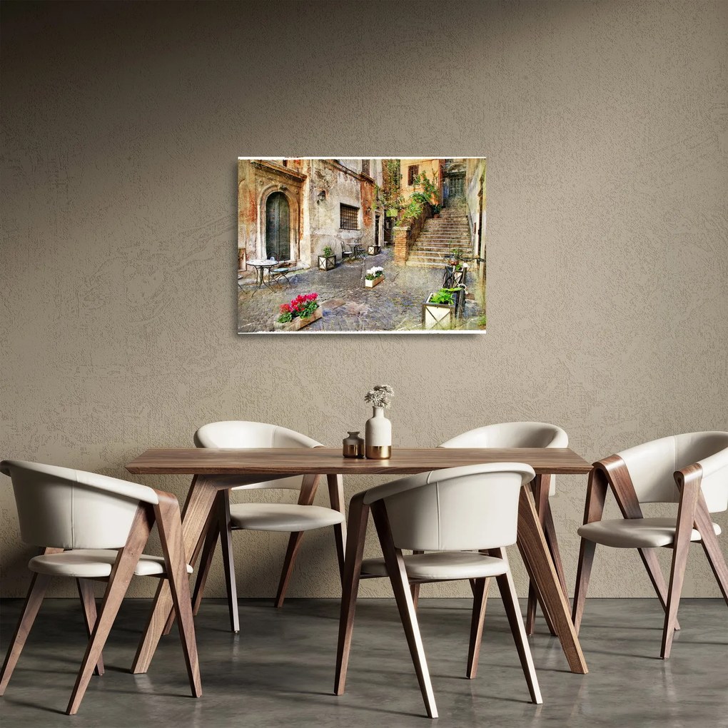 Sklenený obraz - Staré ulice Ríma (70x50 cm)
