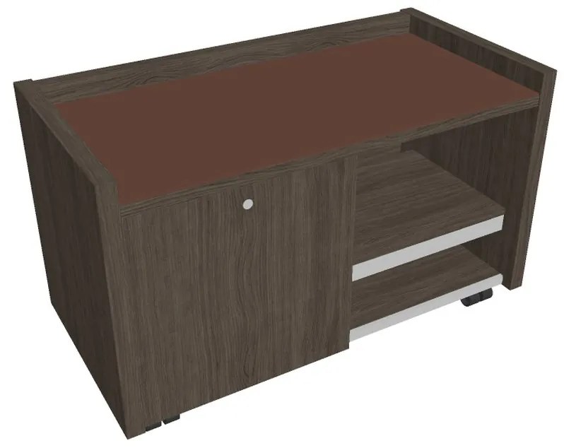 Mobilný kontajner Verno 100 x 50 cm so sklom, ľavý, dub antracit / hnedá