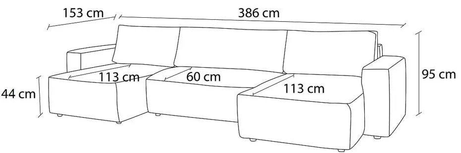 Svetlosivá menčestrová rozkladacia rohová pohovka do "U" Nihad – Bobochic Paris