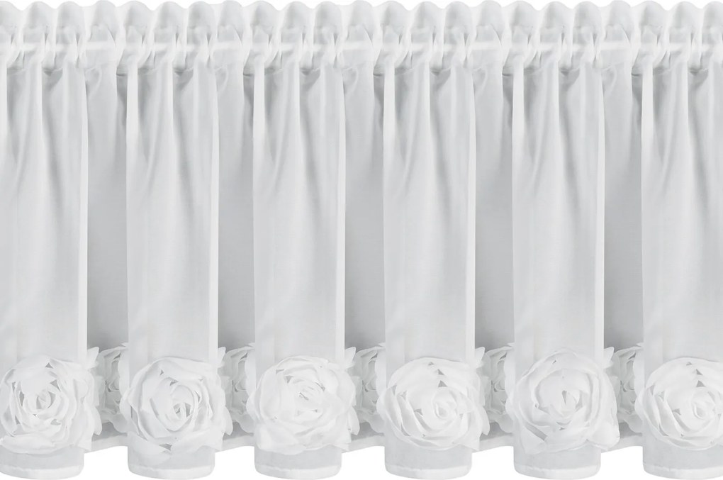 KRÁTKA ZÁCLONA NA PÁSKE EVA MINGE ROSES10 150X40 CM BIELA