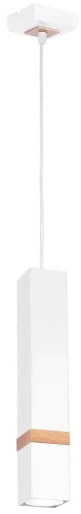 Závesné svietidlo Vidar, 1x drevené/biele kovové tienidlo, w