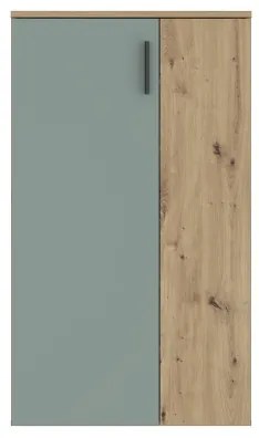 Skrinka na topánky ETON, dub artisan/zelená