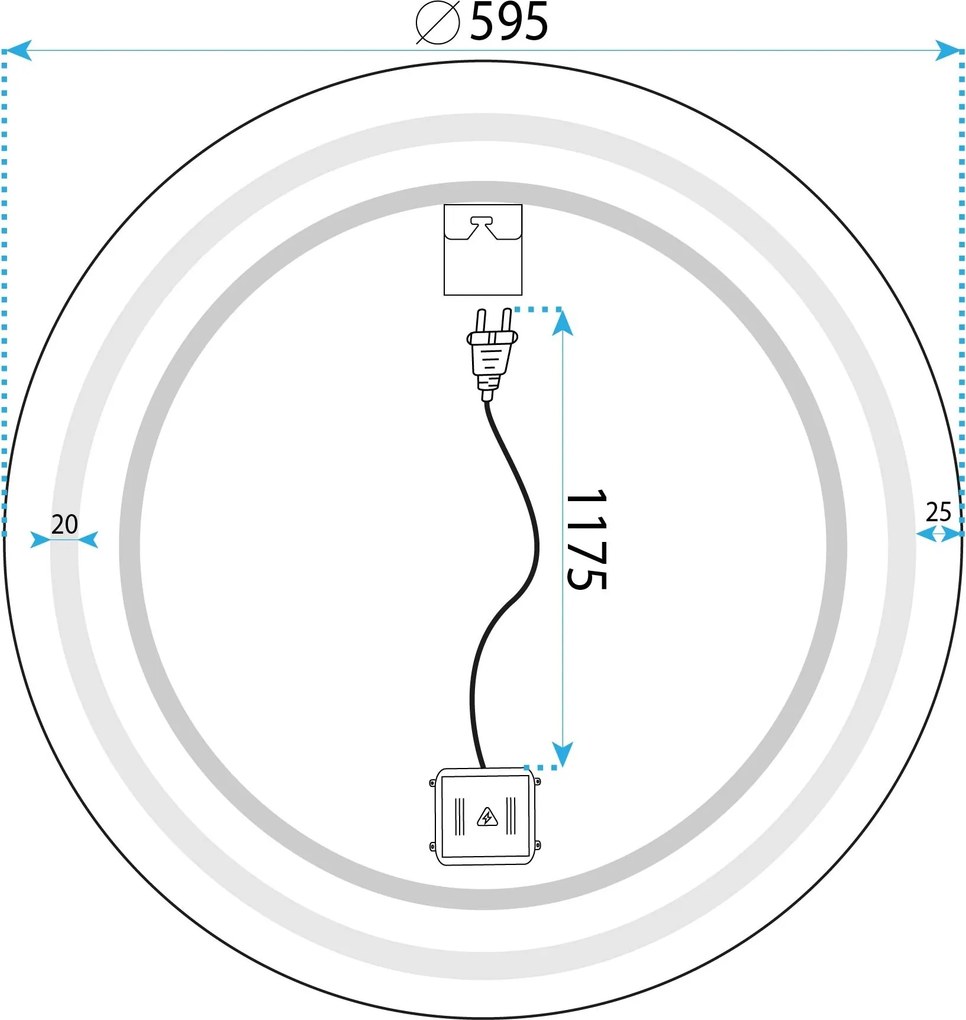Okrúhle dotykové zrkadlo s LED osvetlením MMJ 60 cm čierne