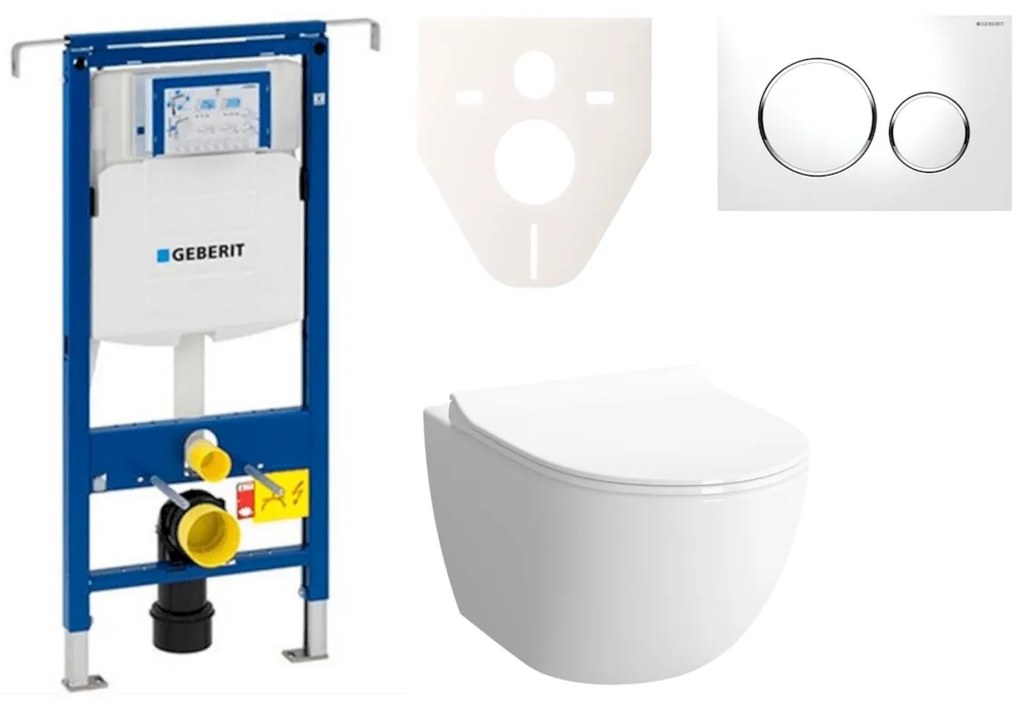 Cenovo zvýhodnený závesný WC set Geberit do ľahkých stien / predstenová montáž + WC VitrA VitrA Shift SIKOGES4N4