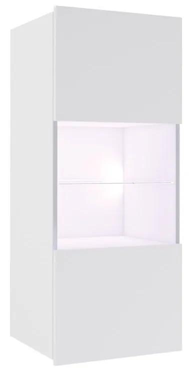 Závesná vitrína Bralani BR05, Farby: biela / biely lesk, Osvetlenie: bez osvetlenia