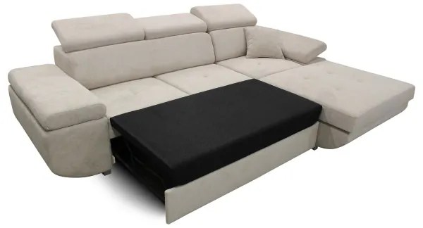 Rozkladacia rohová sedacia súprava s úložným priestorom do L CASTELO pravá sivá