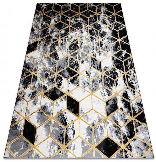 Dywany Łuszczów Kusový koberec Gloss 409A 82 3D cubes black/gold/grey - 240x330 cm