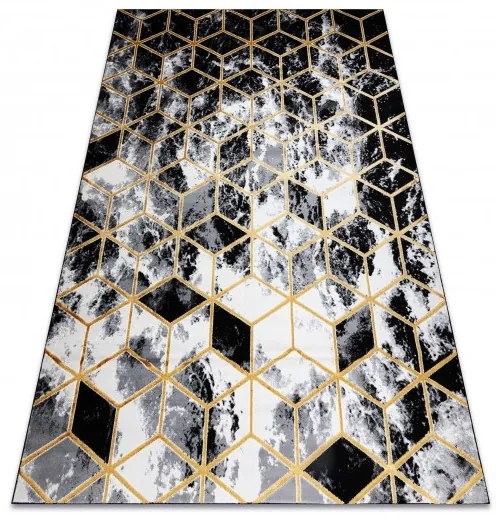Kusový koberec Gloss 409A 82 3D cubes black/gold/grey, 240x330, čiernobiela, kancelária, Dywany Łuszczów