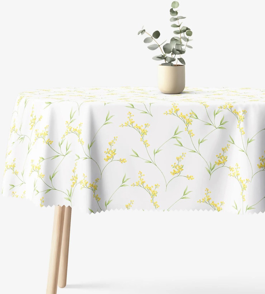 Goldea oválny teflónový obrus - kvety mimózy 140 x 240 cm