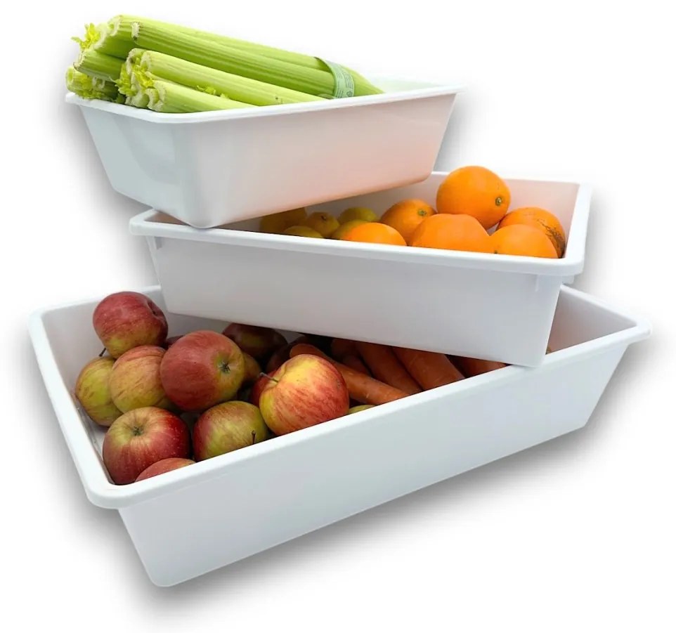 Organizér, úložný box do hlbokých skríň a špajzí, TRAY - 50 x 34 x 12 cm, biela