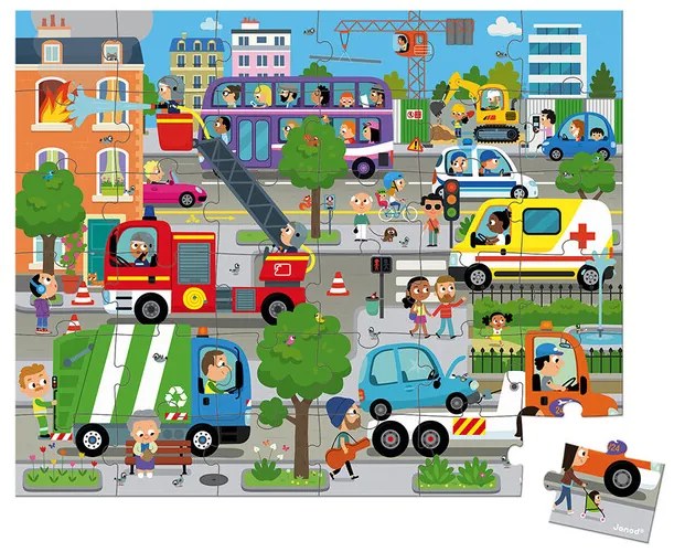 Janod Puzzle v kufríku 36ks: Mesto