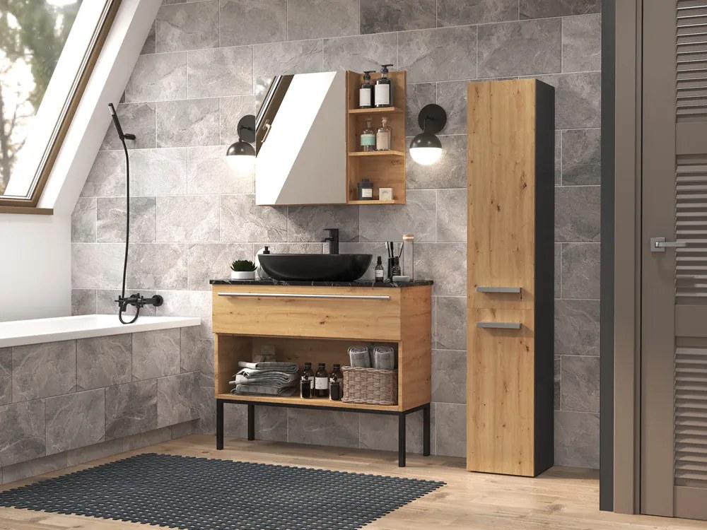 Kúpeľňová skrinka Neltossa 10 (antracit + dub artisan). Akcia -18%. Vlastná spoľahlivá doprava až k Vám domov. 1133006